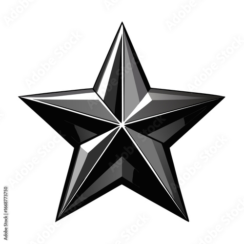 Glossy black five point star vector graphic