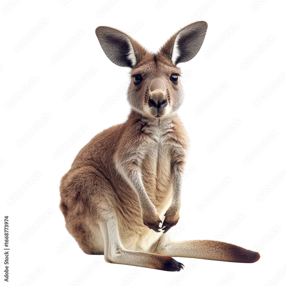Fototapeta premium Red Kangaroo Portrait isolated on a white transparent background