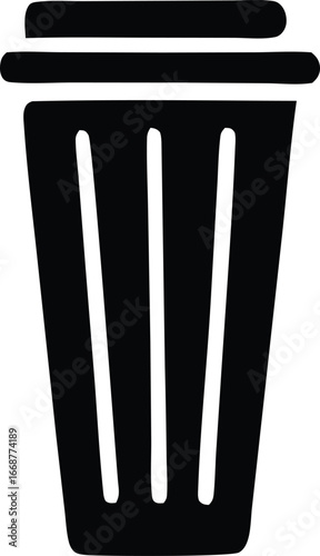 Simple black trash can icon for waste management and recycling symbols cleanliness and disposal concept graphic
