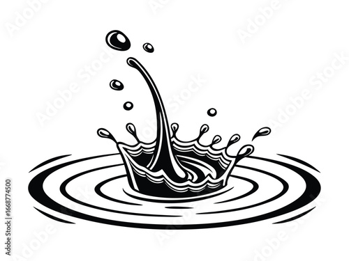 Crown-shaped water splash with ripples