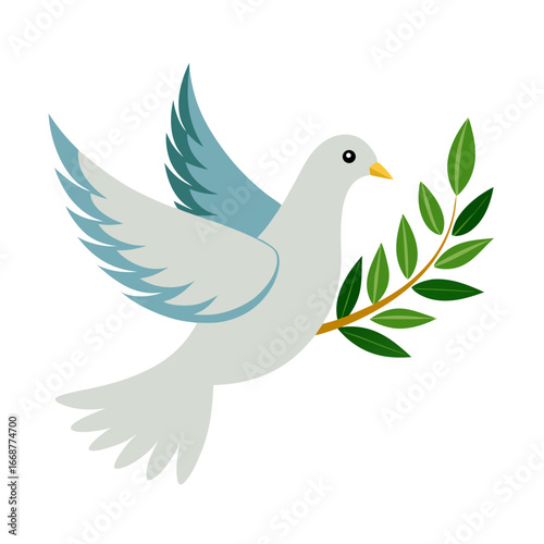 Peaceful dove with olive branch symbolizes hope and serenity, a timeless emblem of tranquility and new beginnings for diverse messaging and projects.