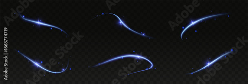 Fire trail wave, bright glow speed curve line. Glowing gold and white light stream, vector, png. Light curve line swirl effect.	
