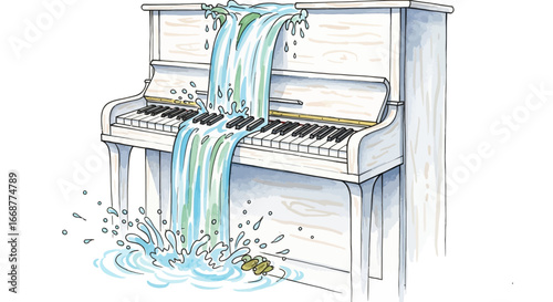 Watery Melody A Visual Metaphor of Flooding and Musical Instruments