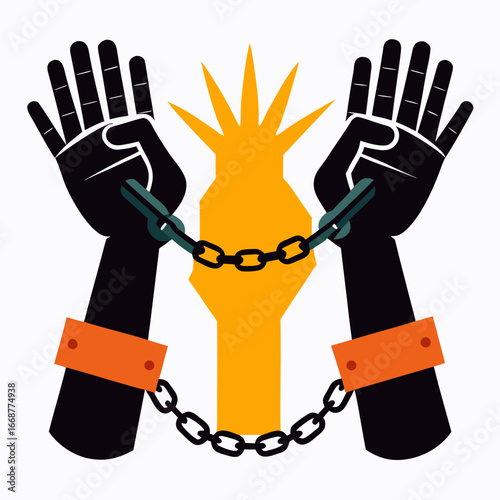 Symbolic representation of freedom, liberation, and breaking free from oppression, powerful illustration for social justice and human rights themes