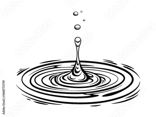 Water droplets splashing into a puddle