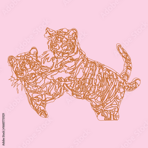 PrintDesign elements of tiger vector illustrations. Design tattoo tiger. color background