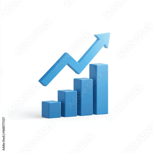 Free Download Blue Rising Bar Chart with Arrow Upward for Business Growth and Financial Success on White Background - GFXLoad