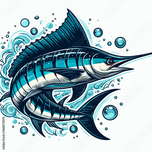 premium vector illustration of marlin fish 