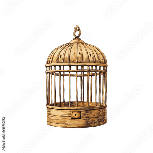 bird cage hand drawn illustration