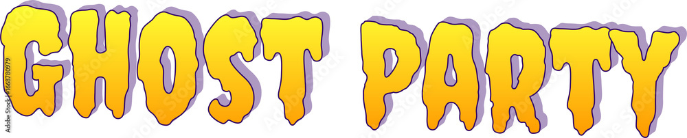 Obraz premium Ghost Party Yellow Halloween 3D Typography Isolated on Transparent Background.