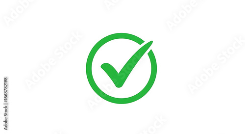 A bright green check mark inside a circle on a plain white background indicating approval or completion ai generated