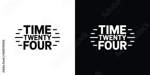Time Twenty Four Typography Isolated Design With Geometric Lines, Minimalist Style