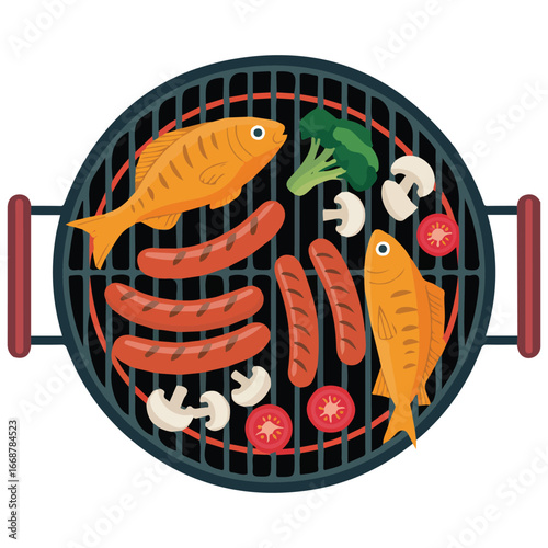 Barbecue grill flat style design vector illustration isolated on white background