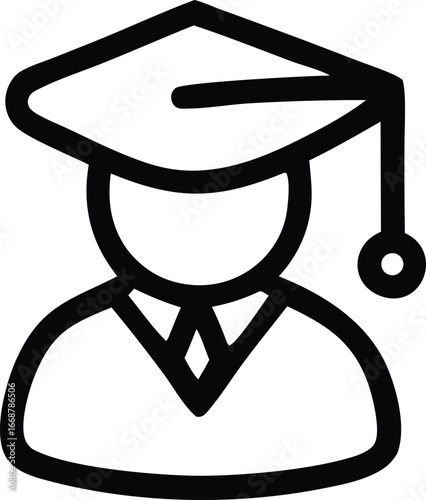 Stylized graduation icon celebrating academic achievement and commencement ceremonies for educational institutions worldwide