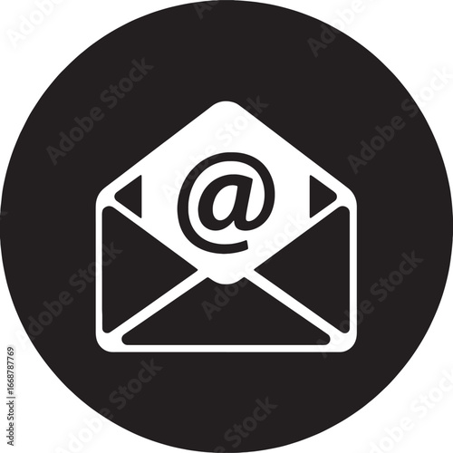 Email symbol in black circle background