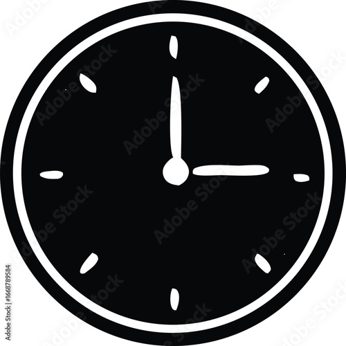 Classic analog clock face with hour and minute hands showing 3 o'clock a simple timepiece graphic