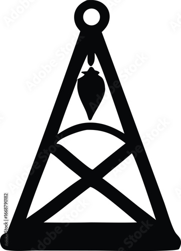 Masonic square and compasses symbol with plumb bob and arch masonic emblem for freemasonry traditions