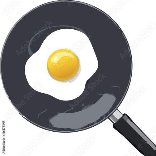 egg, pan, breakfast, food, fried, cooking, eggs, white, frying, isolated, yolk, yellow, meal, skillet, cook, fry, kitchen, protein, cholesterol, chicken, vector, healthy, black, omelet, eat