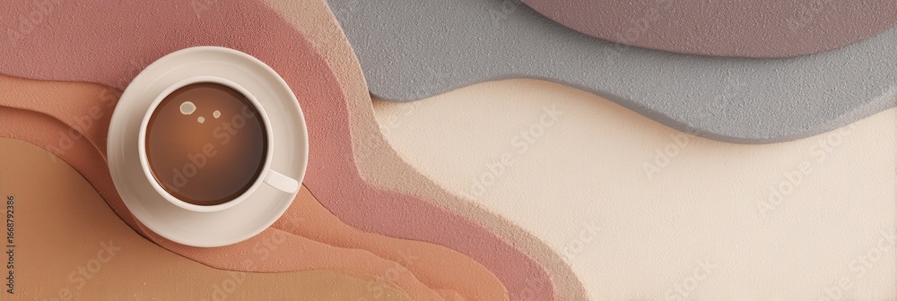 Fototapeta premium Warm Coffee Cup on Abstract Colorful Background