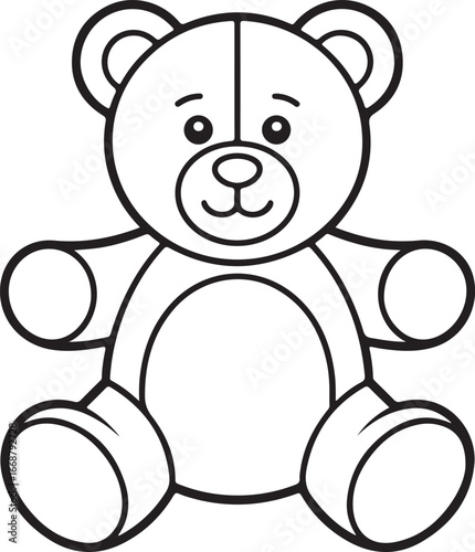 Simple outline drawing of a cute teddy bear for coloring
