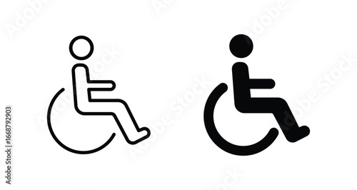 Handicapped patient in wheelchair icon vector sign. Disability concept