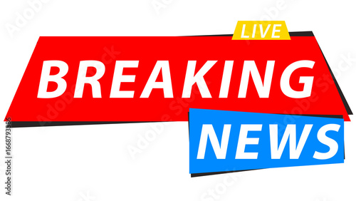 Breaking news lower third banner with bold red alert design and modern ticker style headline for urgent television updates