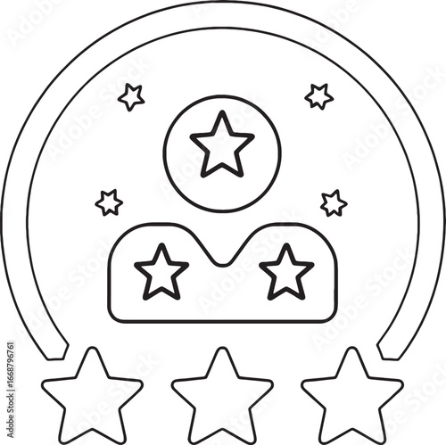 Outline of stars and rounded shape art