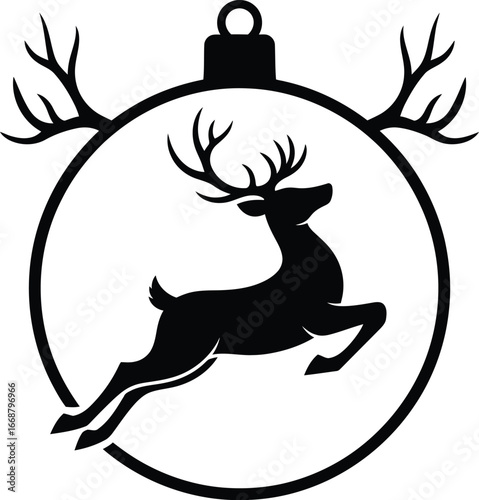 Christmas reindeer vector art of christmas ornament with reindeer silhouette for festive holiday season decoration and celebration vector