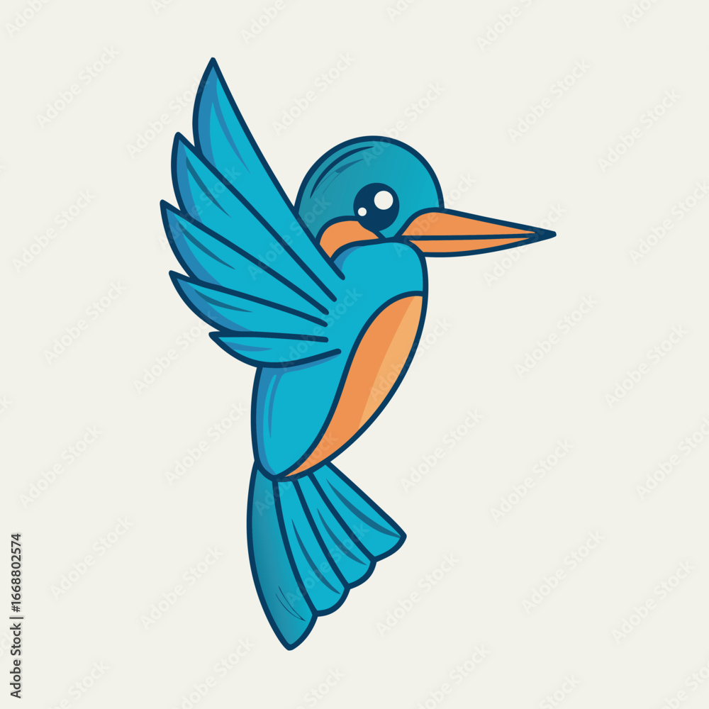 Fototapeta premium flying kingfisher illustration on white background