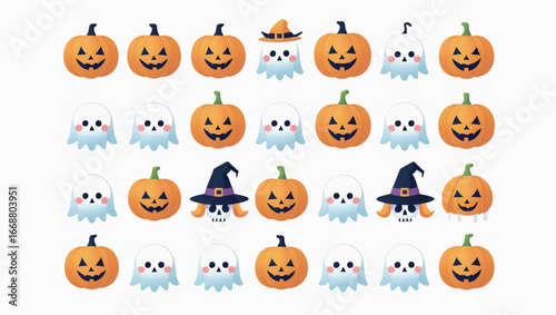 Halloween Witches, Bats, and Pumpkins – Magic Vector Icons