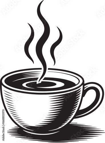A cup of hot cafe coffee or caffeine drink flat vector icon for food apps and websites