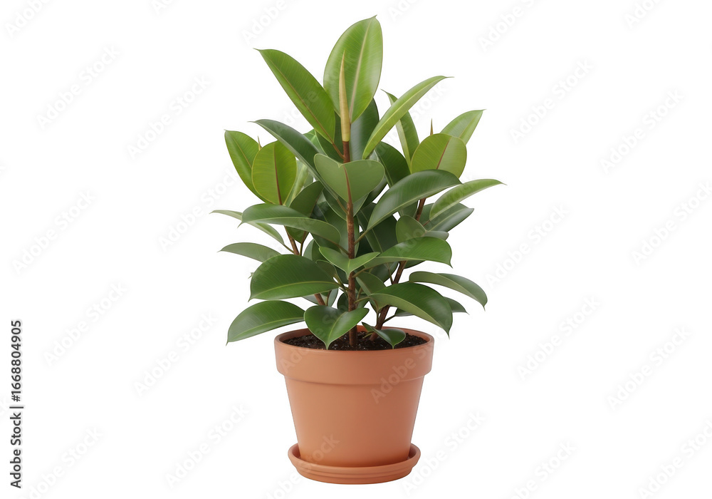 Obraz premium Green ficus plant in pot isolated on transparent background