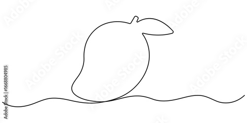 Mango icon continuous one line drawing vector illustration. One line drawing art illustration with organic mango, Continuous one line drawing of mango fruit with leaf. Continuous one line drawing. 