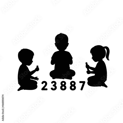Children learning and counting numbers while sitting on the floor  
