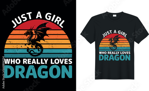 Wallpaper Mural Just a Girl Who Really Loves Dragon Retro Vintage T-Shirt Design Torontodigital.ca