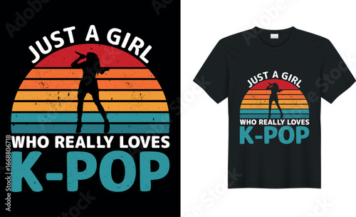 Just a Girl Who Really Loves K-Pop Retro Vintage T-Shirt Design