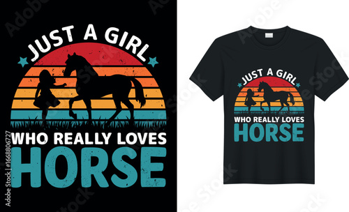 Wallpaper Mural Just a Girl Who Really Loves Horse Retro Vintage T-Shirt Design Torontodigital.ca