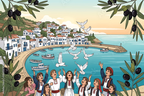 Village independence day dove release celebration design