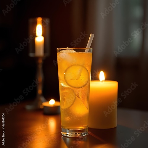 Photo of shot of a drink with soda and lemon