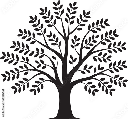 tree silhouettes of various trees on white background