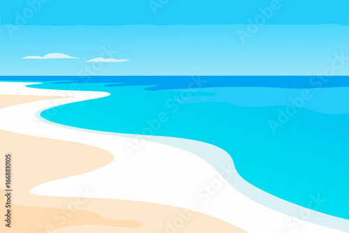 Abstract beach scene with turquoise water and sandy shore