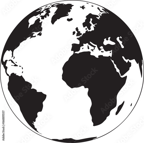 transparent globes of Earth. Realistic world map in globe shape with transparent texture and shadow