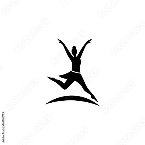Silhouette of Dancer Jumping – Minimal Outline Performing Arts Icon, Dance, Performance and Stage Vector Illustration