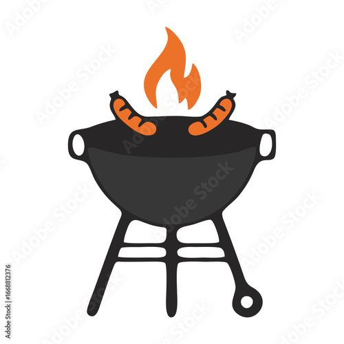 vector barbecue grill with flames