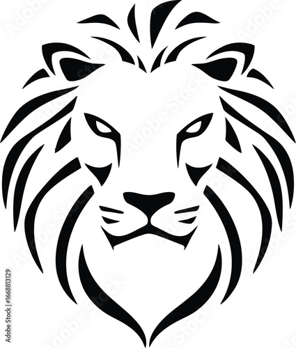 a face of cool lion logo minimalist simple elegant 