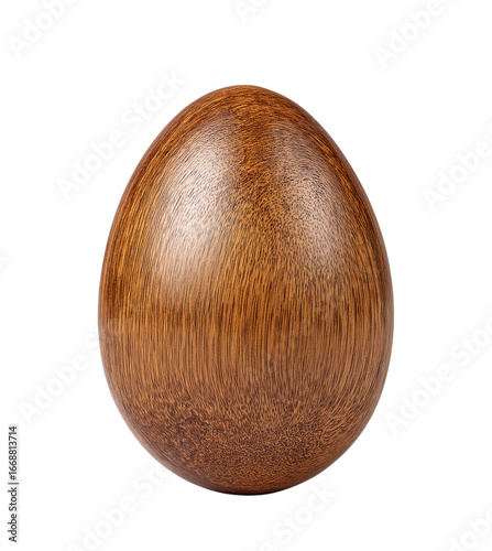 Polished Wooden Egg with Natural Grain Texture graphic isolated on a transparent background