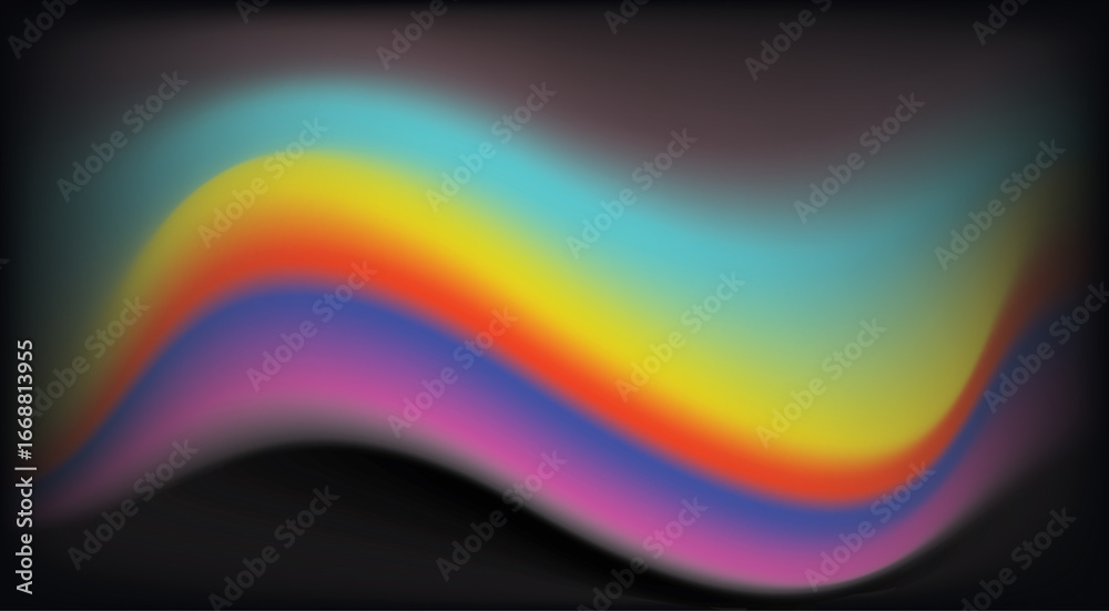 Fototapeta premium Abstract rainbow wave gradient on dark background