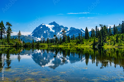 Mount Shuksan from Picture Lake near Mount Baker and North Cascades National Park