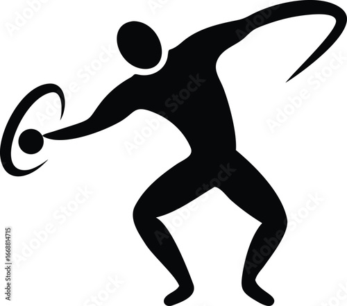 Silhouette of an athlete throwing a discus with a circular motion effect discus throw sport
