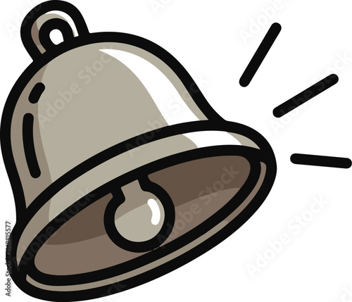 Ringing silver bell icon with a thick black outline, depicted in a simple cartoon illustration style.